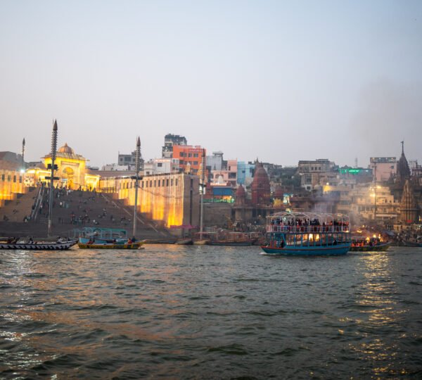 Assi Ghat and Varanasi riverfront during sunset