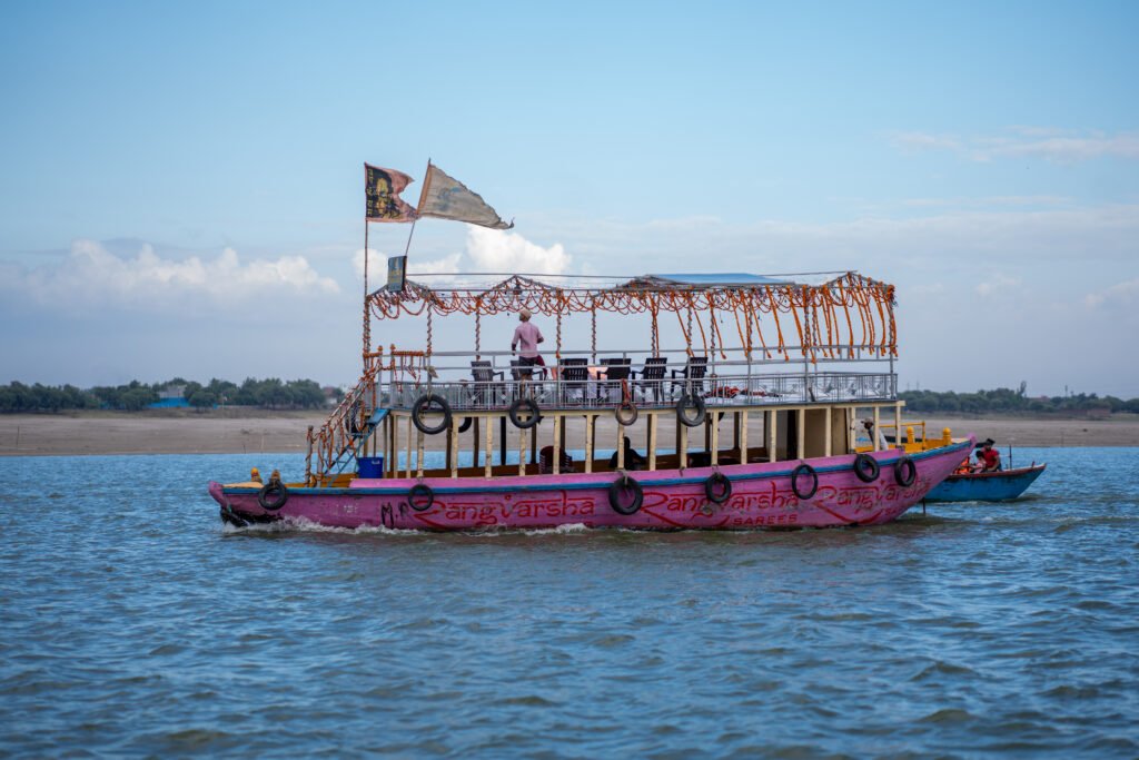 Romantic sunset view of Varanasi ghats during a private boat ride