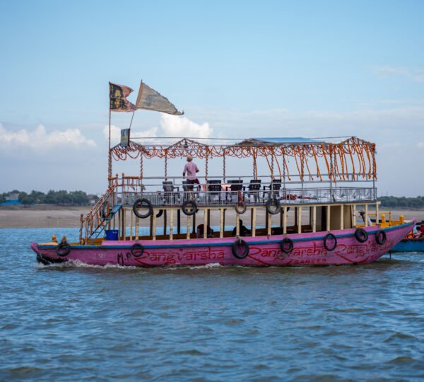 Private motor boat for a morning Ganga river cruise in Varanasi