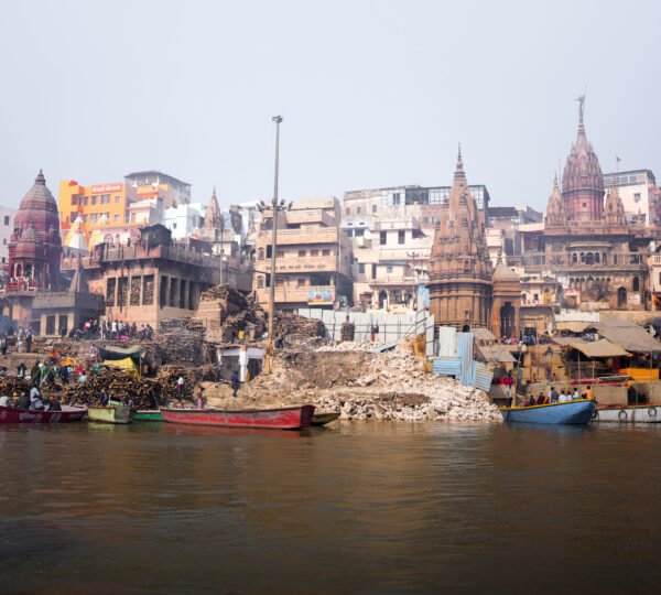 Sunrise view of Varanasi ghats during a morning boat ride