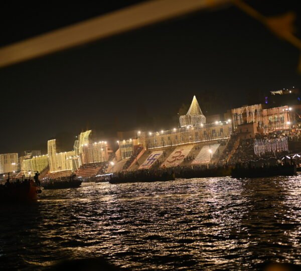 Decorated private boat for Dev Diwali celebration in Varanasi