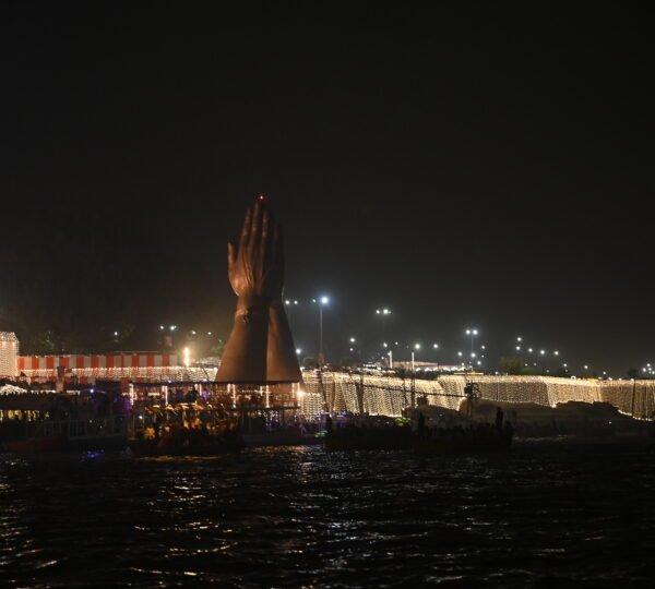 Evening view of Dashashwamedh Ghat during a private Ganga boat ride in Varanasi