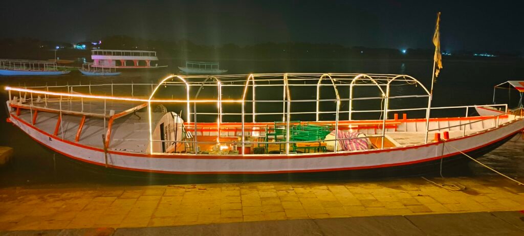Motor boat ride on the Ganges with festive lights for Dev Diwali in Varanasi