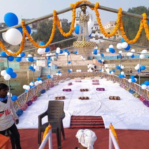 Decorated Boat for Surprise Anniversary Event in Varanasi