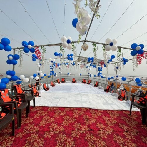 Decorated Bajra Boat with Balloon | Light | Flower