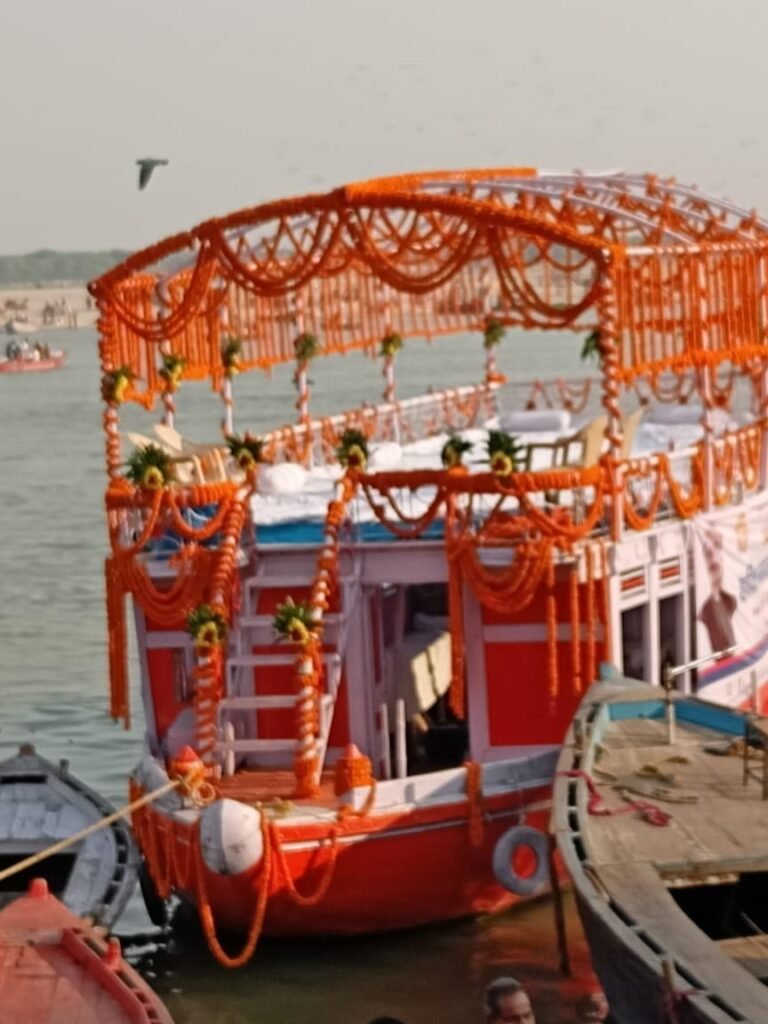 A traditional Indian wooden bajra boat