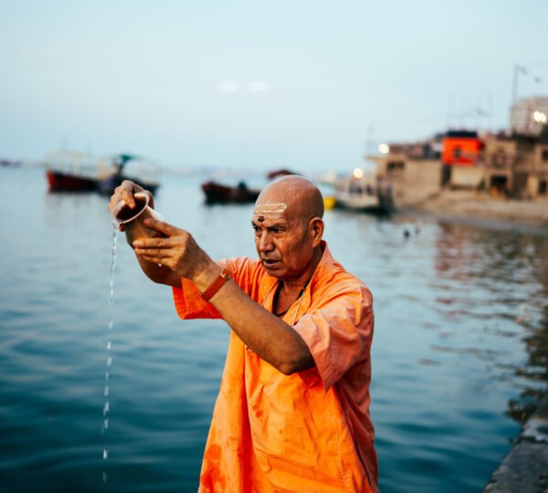 Devotees visiting Kashi Vishwanath Temple during the early morning in Varanasi