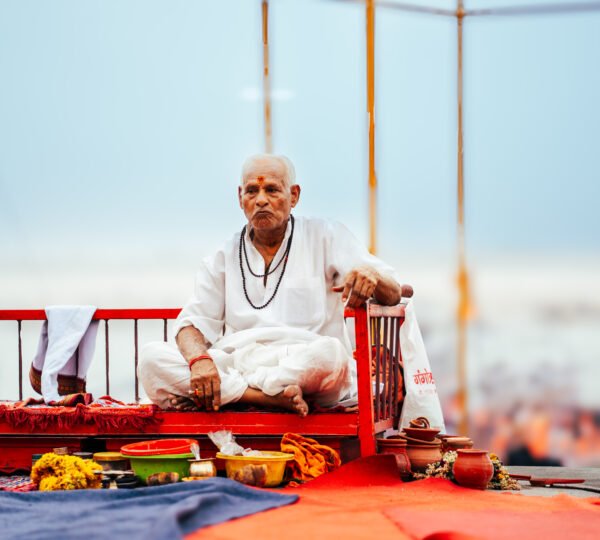 Vedic astrologer preparing a Janma Kundali in Kashi Varanasi